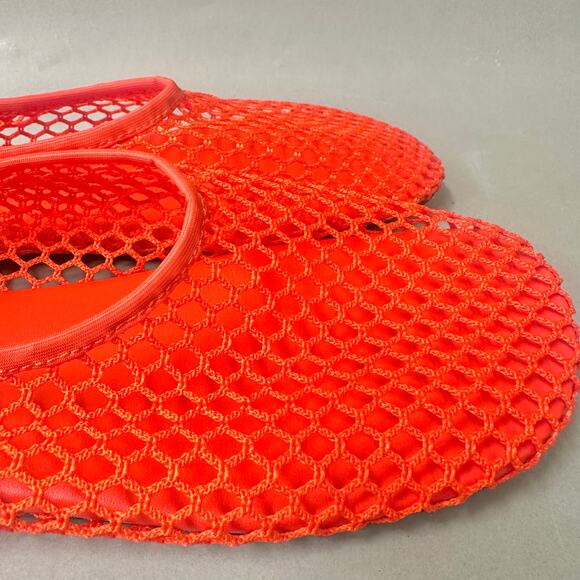 Arket Red Fishnet Ballet Flats Euro Size 39‎ US 8.5 Sheer See Through Round Toe - Picture 12 of 16